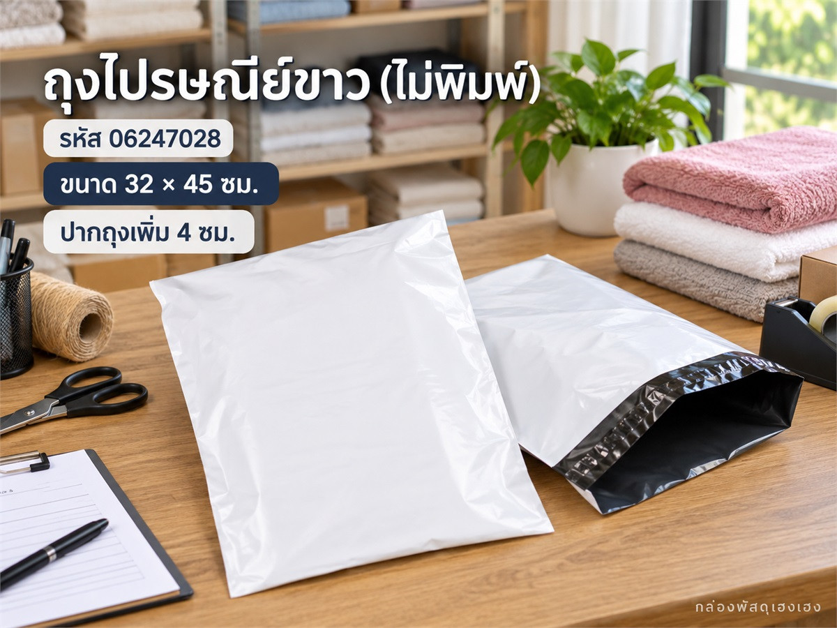 ถุงไปรษณีย์ขาว (ไม่พิมพ์) ขนาด 32x45 ซม.