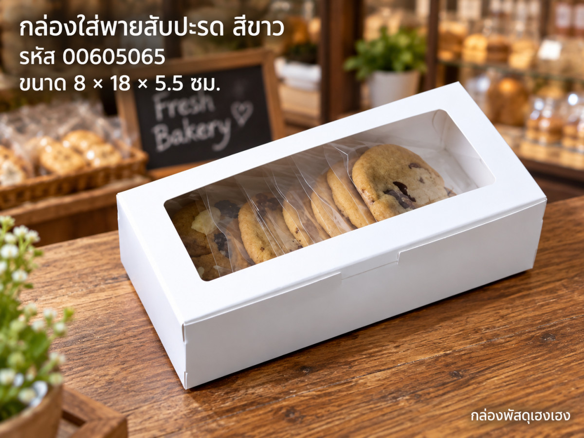 กล่องใส่พายสับปะรด ขาว 8x18x5.5 ซม.