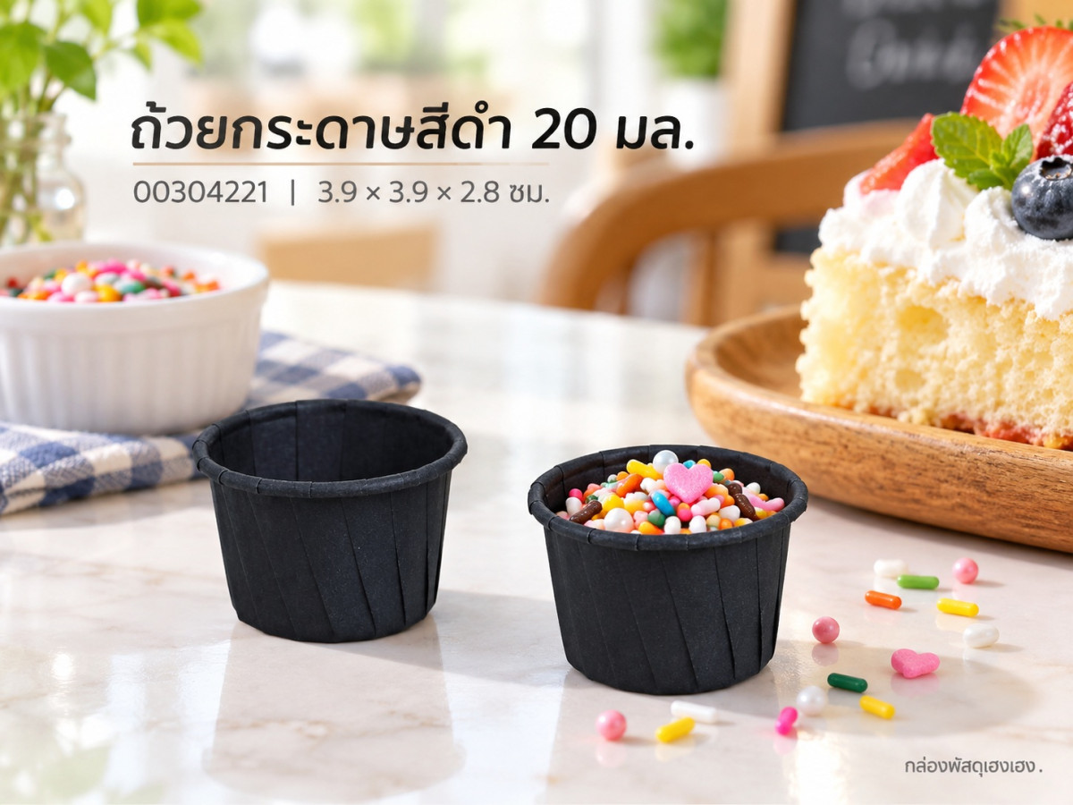 ถ้วยกระดาษ สีดำ ขนาด 20 ml 3.9x3.9x2.8 ซม.