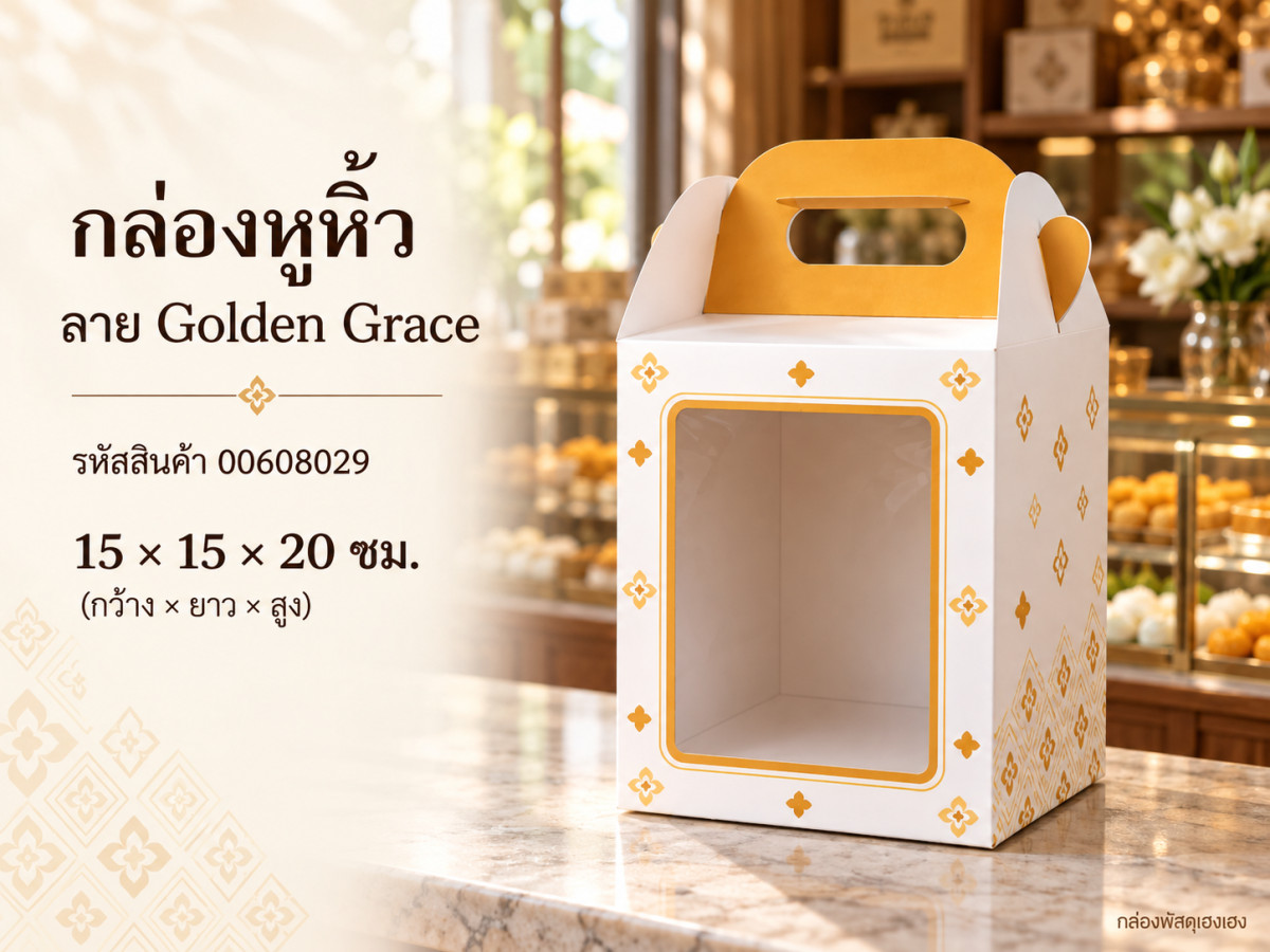 กล่องหูหิ้ว ลาย Golden Grace 15x15x20 ซม.