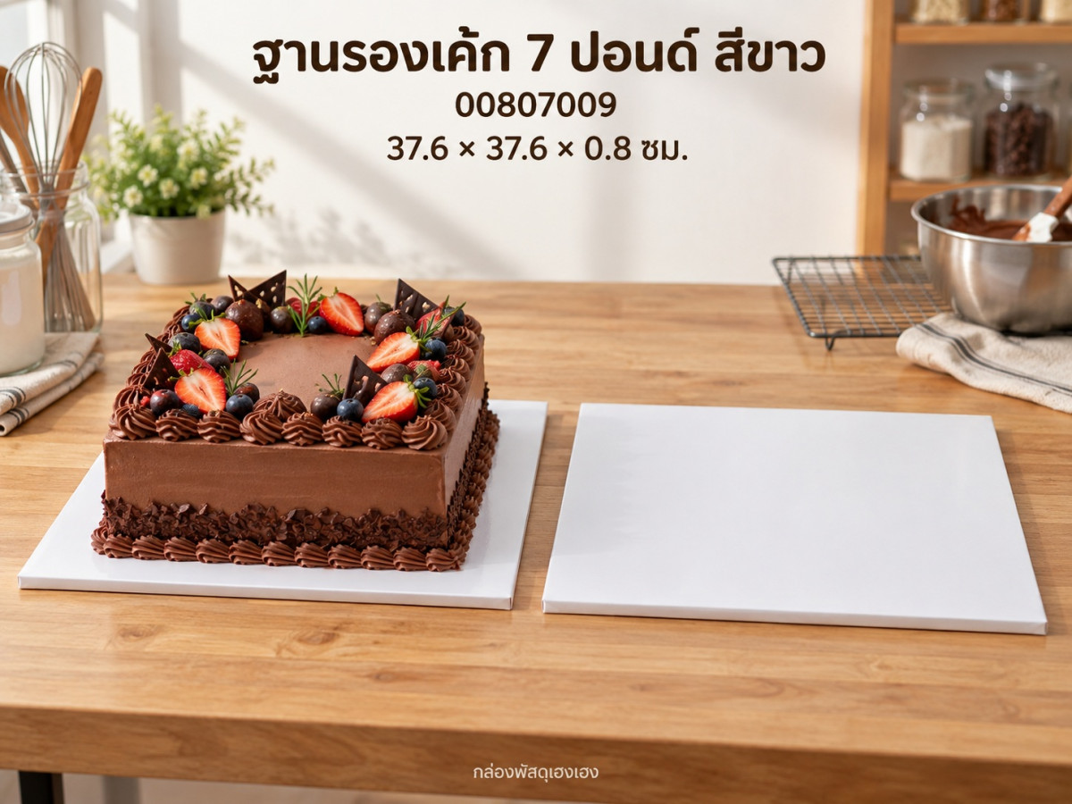 ฐานรองเค้ก 7 ปอนด์ แบบหนา สีขาว 37.6x37.6x0.8 ซม.
