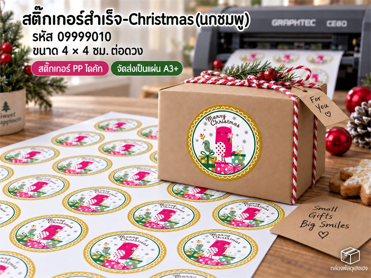 สติ๊กเกอร์สำเร็จ-Christmas(นกชมพู)