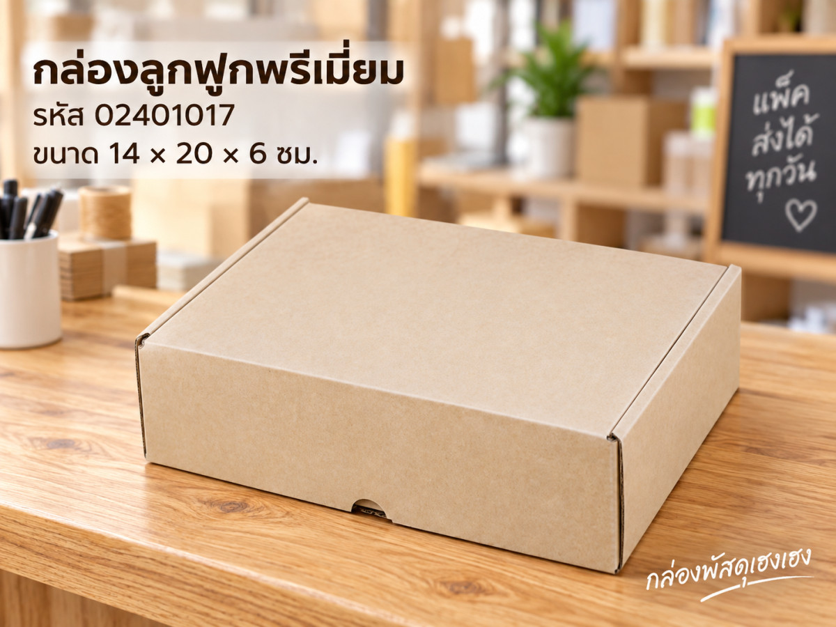 กล่องลูกฟูกพรีเมี่ยม 14x20x6 ซม.