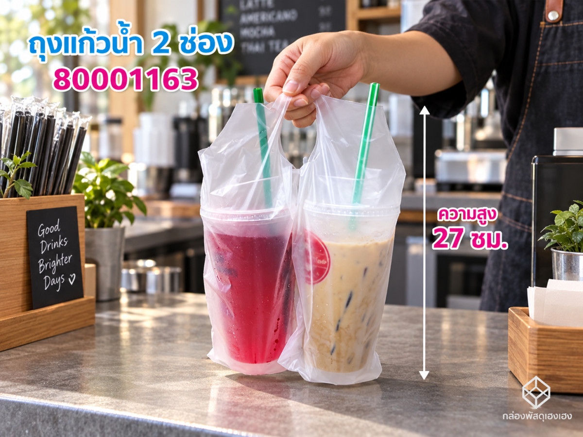 ถุงแก้วน้ำ 2 ช่อง(12 นิ้ว x 10.5 นิ้ว x 0.08 มม.)