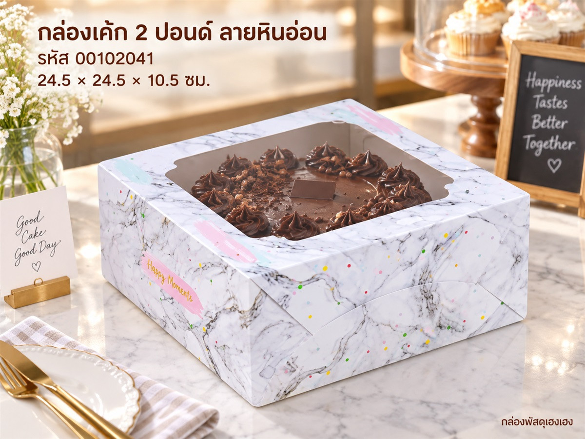 กล่องเค้ก 2 ปอนด์ ลายหินอ่อน