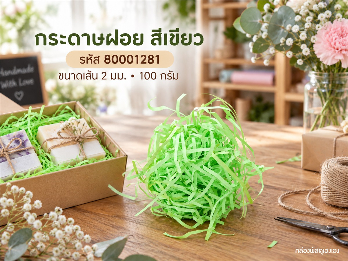 กระดาษฝอย (สีเขียว)  2 mm. 100 กรัม