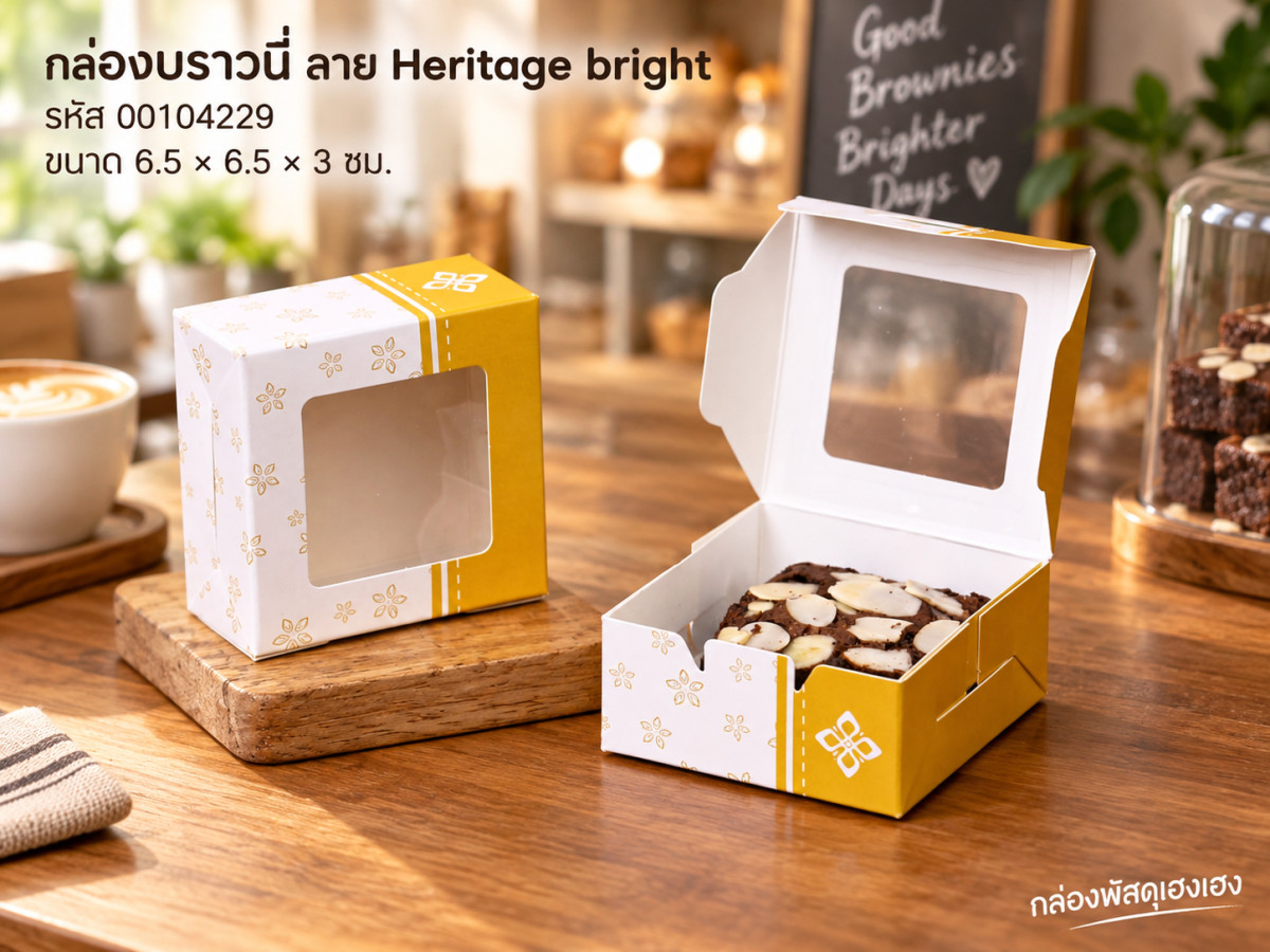 กล่องบราวนี่ ลาย Heritage bright 6.5 x 6.5 x 3 ซม.