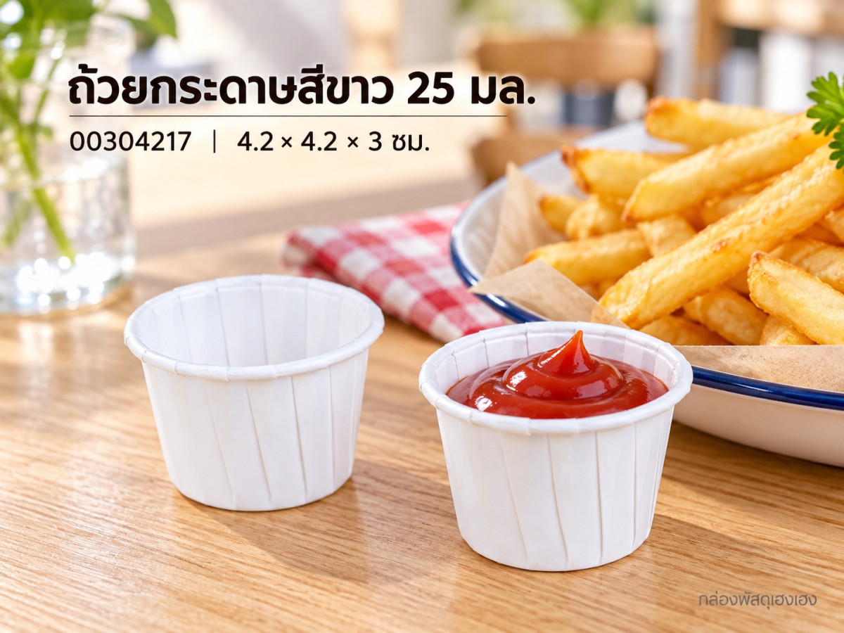 ถ้วยกระดาษ สีขาว ขนาด 25 ml 4.2x4.2x3.0 ซม.