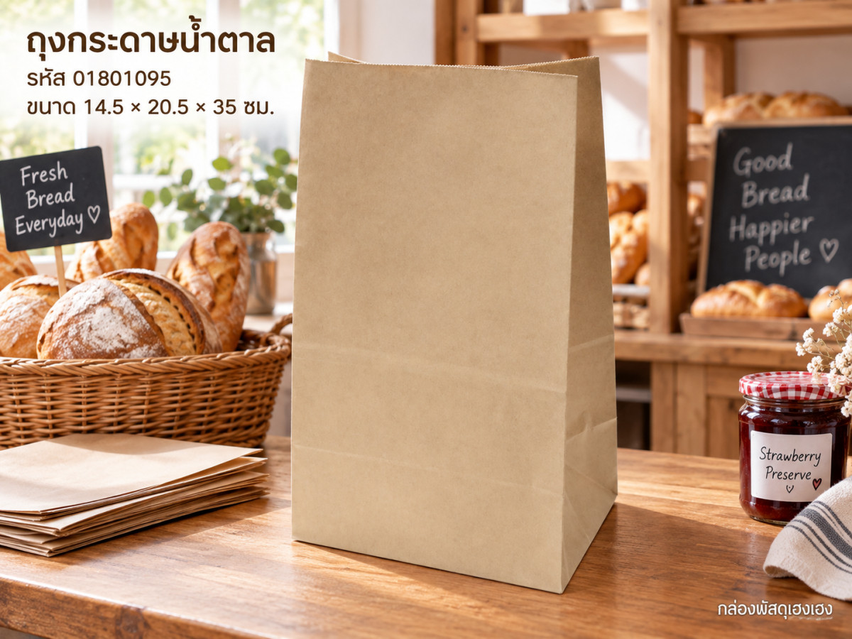 ถุงกระดาษน้ำตาล 14.5 x 20.5 x 35 ซม.