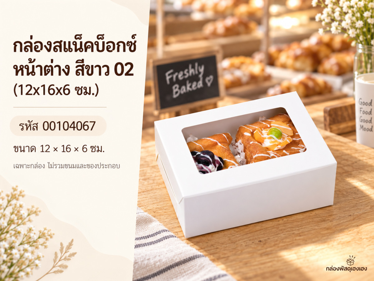กล่องสแน็คบ็อกซ์ หน้าต่าง สีขาว 02 (12x16x6 ซม.)