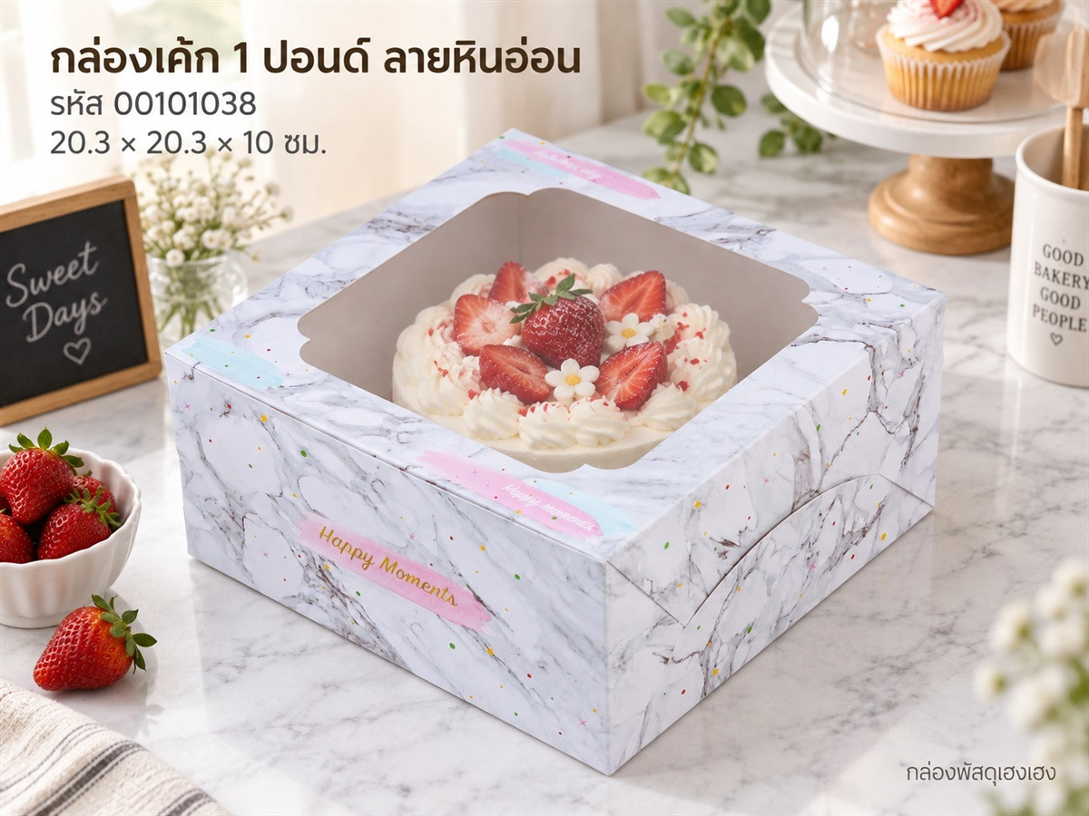 กล่องเค้ก 1 ปอนด์ ลายหินอ่อน
