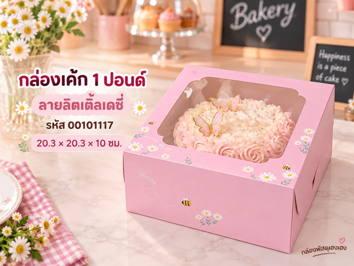 กล่องเค้ก 1 ปอนด์ ลาย Little daisy 20.3x20.3x10 ซม.