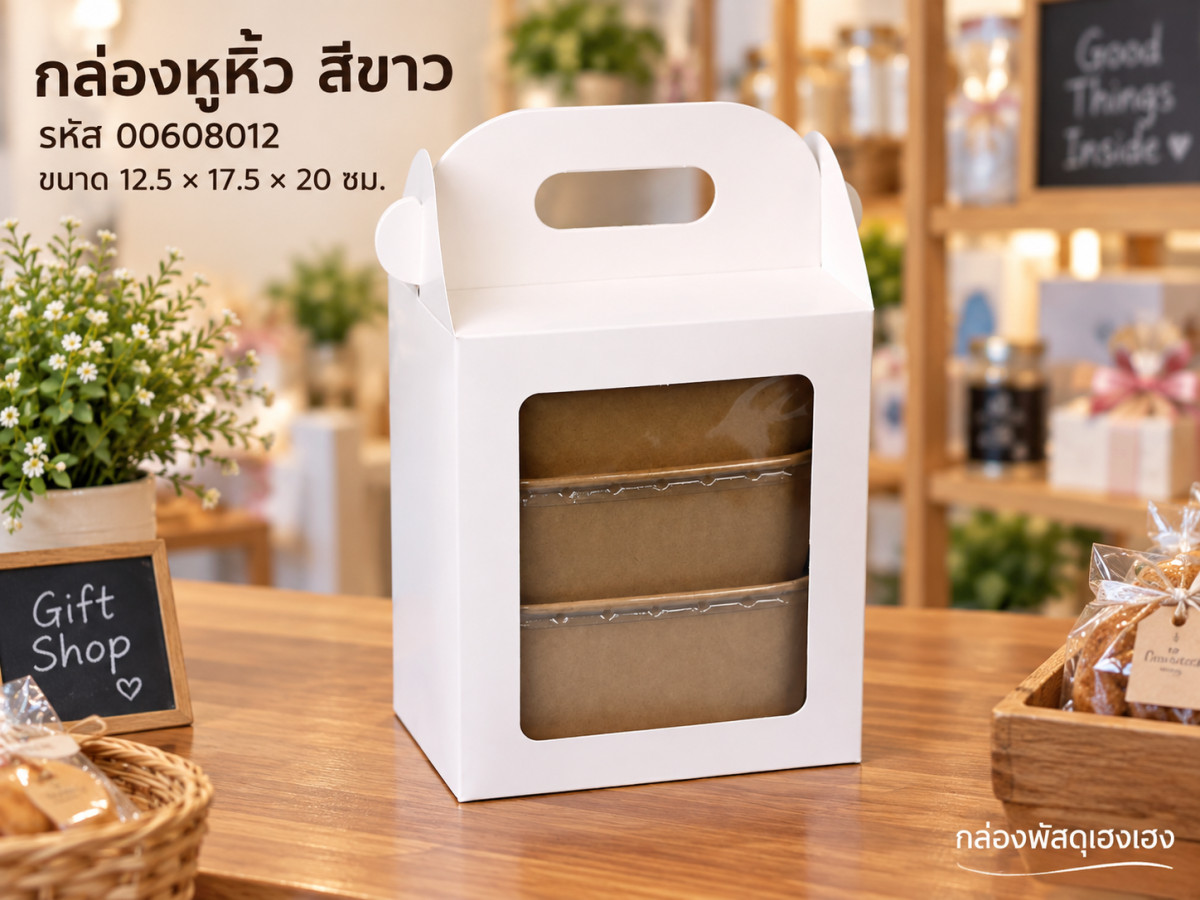 กล่องหูหิ้ว ขาว 12.5x17.5x20 ซม.
