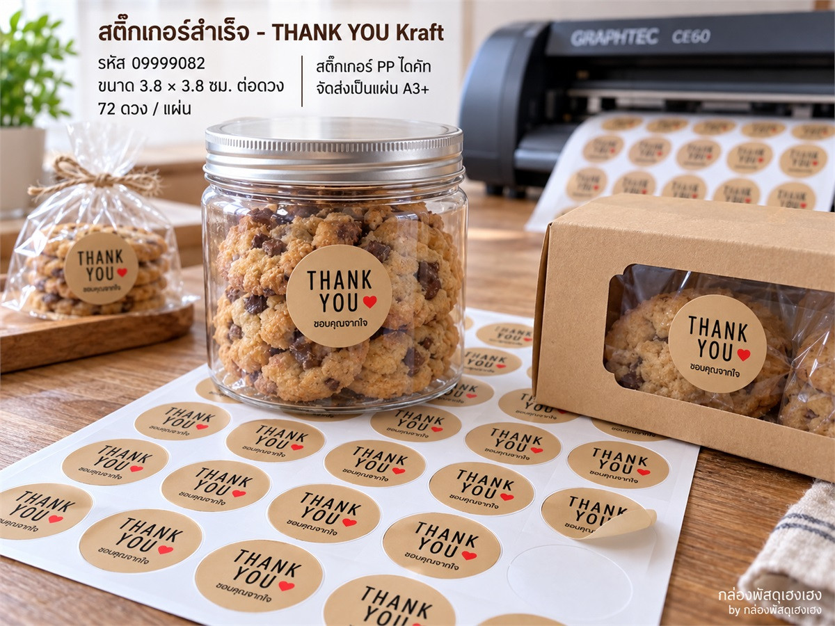 สติ๊กเกอร์สำเร็จ - THANK YOU Kraft